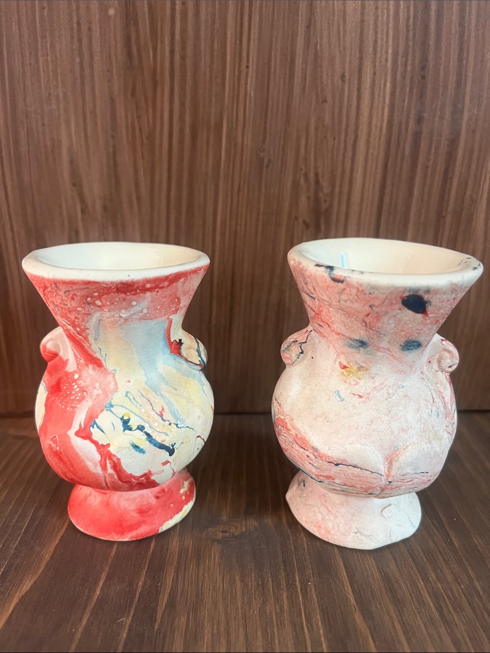 Vintage Morton Pottery "End of Day" Mini Swirl Vases